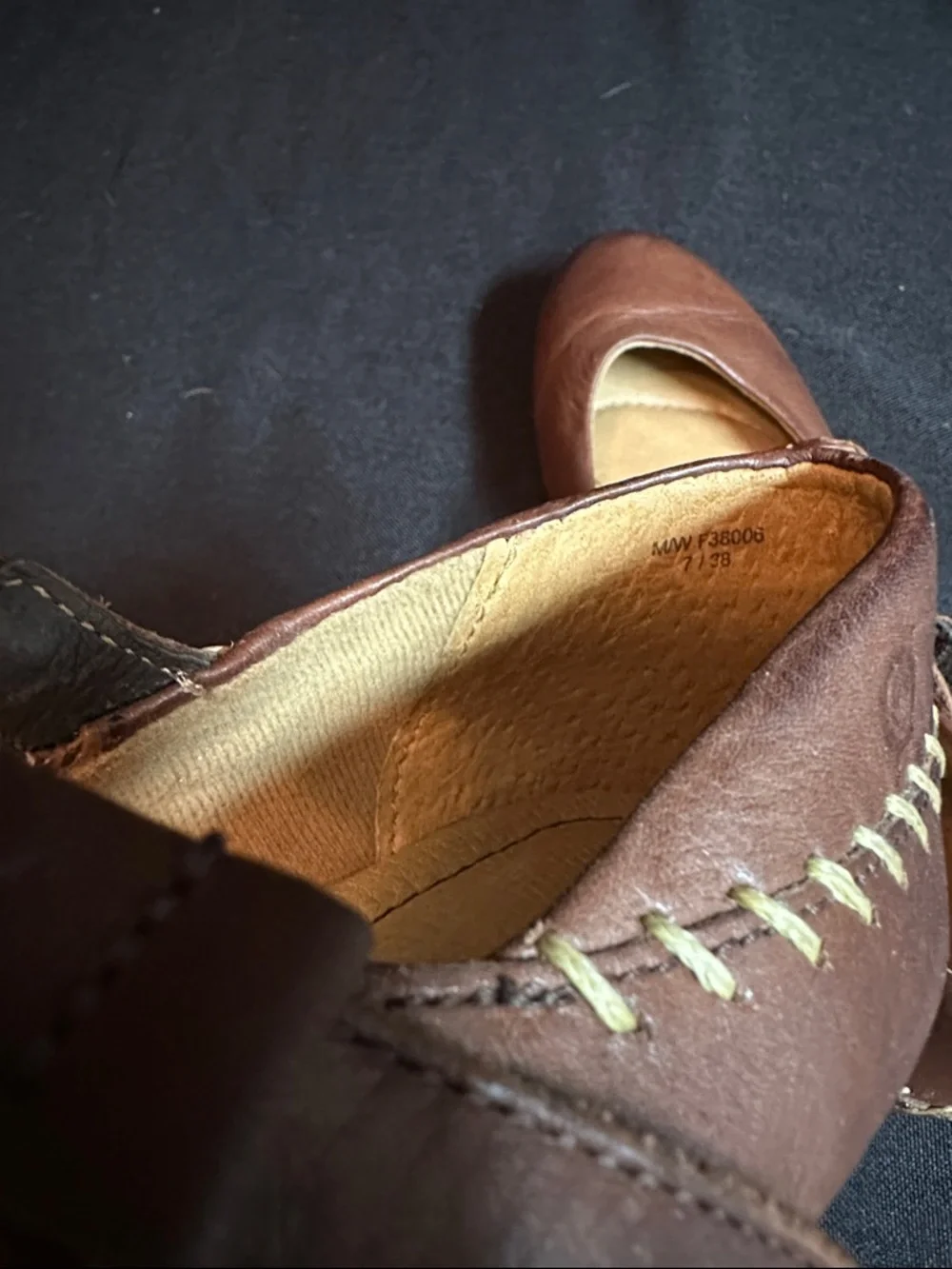 Born Brown Leather Braided Strap Mary Jane Flats - Picture 8 of 8